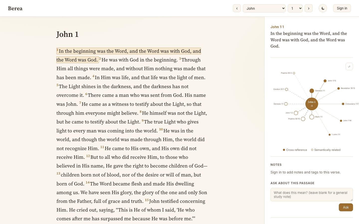 Berea — screenshot